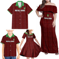 Custom Malawi Football Family Matching Off Shoulder Maxi Dress and Hawaiian Shirt Come On Flames - Red - Wonder Print Shop