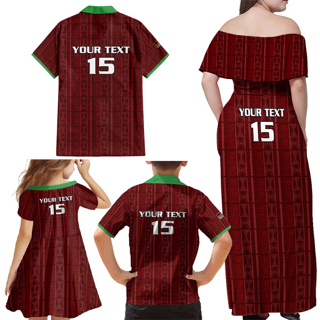 Custom Malawi Football Family Matching Off Shoulder Maxi Dress and Hawaiian Shirt Come On Flames - Red - Wonder Print Shop