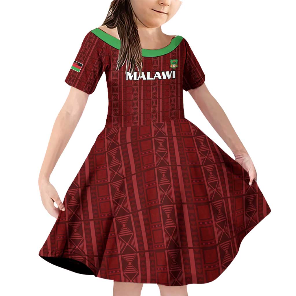 Custom Malawi Football Family Matching Off Shoulder Short Dress and Hawaiian Shirt Come On Flames - Red - Wonder Print Shop