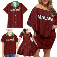 Custom Malawi Football Family Matching Off Shoulder Short Dress and Hawaiian Shirt Come On Flames - Red - Wonder Print Shop