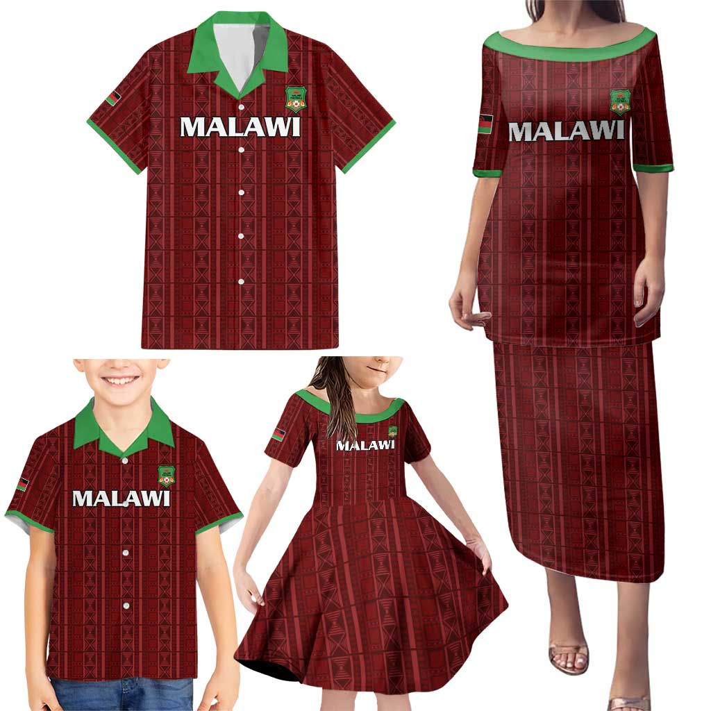 Custom Malawi Football Family Matching Puletasi and Hawaiian Shirt Come On Flames - Red - Wonder Print Shop