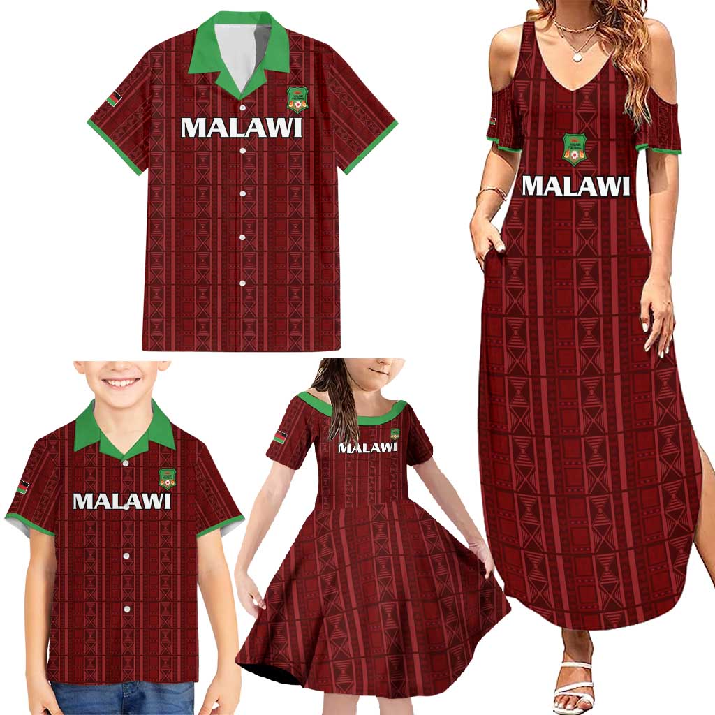 Custom Malawi Football Family Matching Summer Maxi Dress and Hawaiian Shirt Come On Flames - Red - Wonder Print Shop