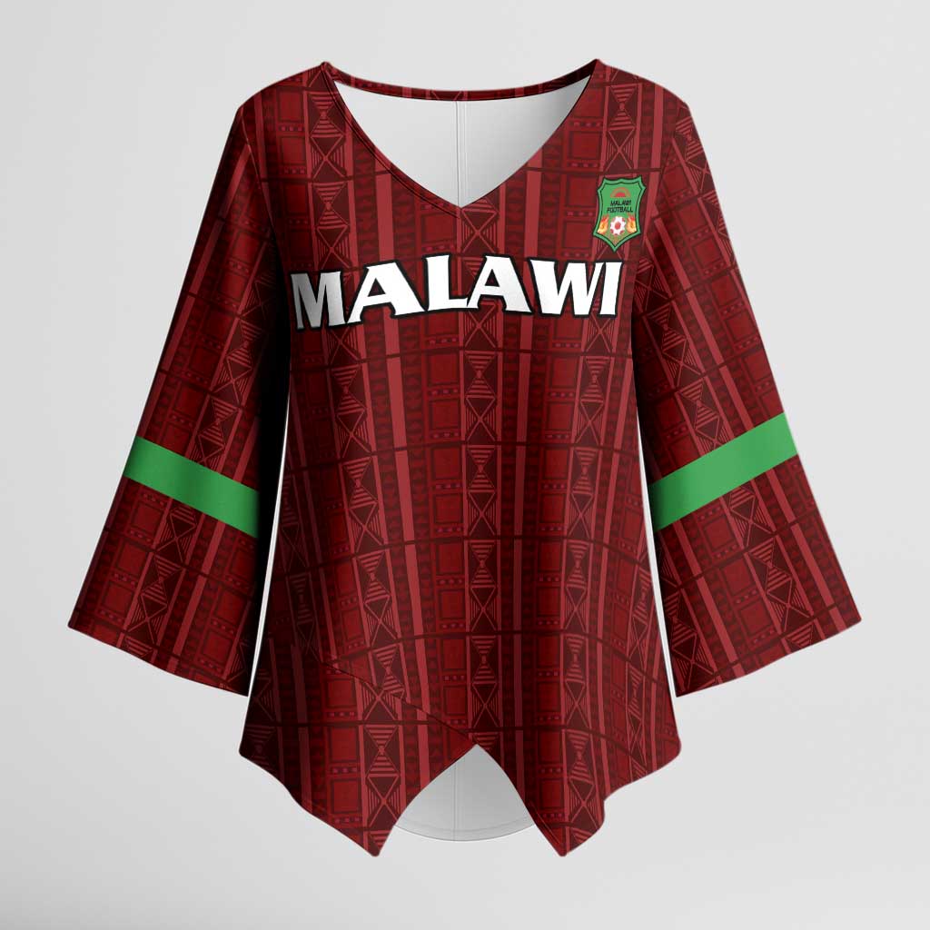 Custom Malawi Football Kimono Sleeve Blouse Come On Flames - Red - Wonder Print Shop