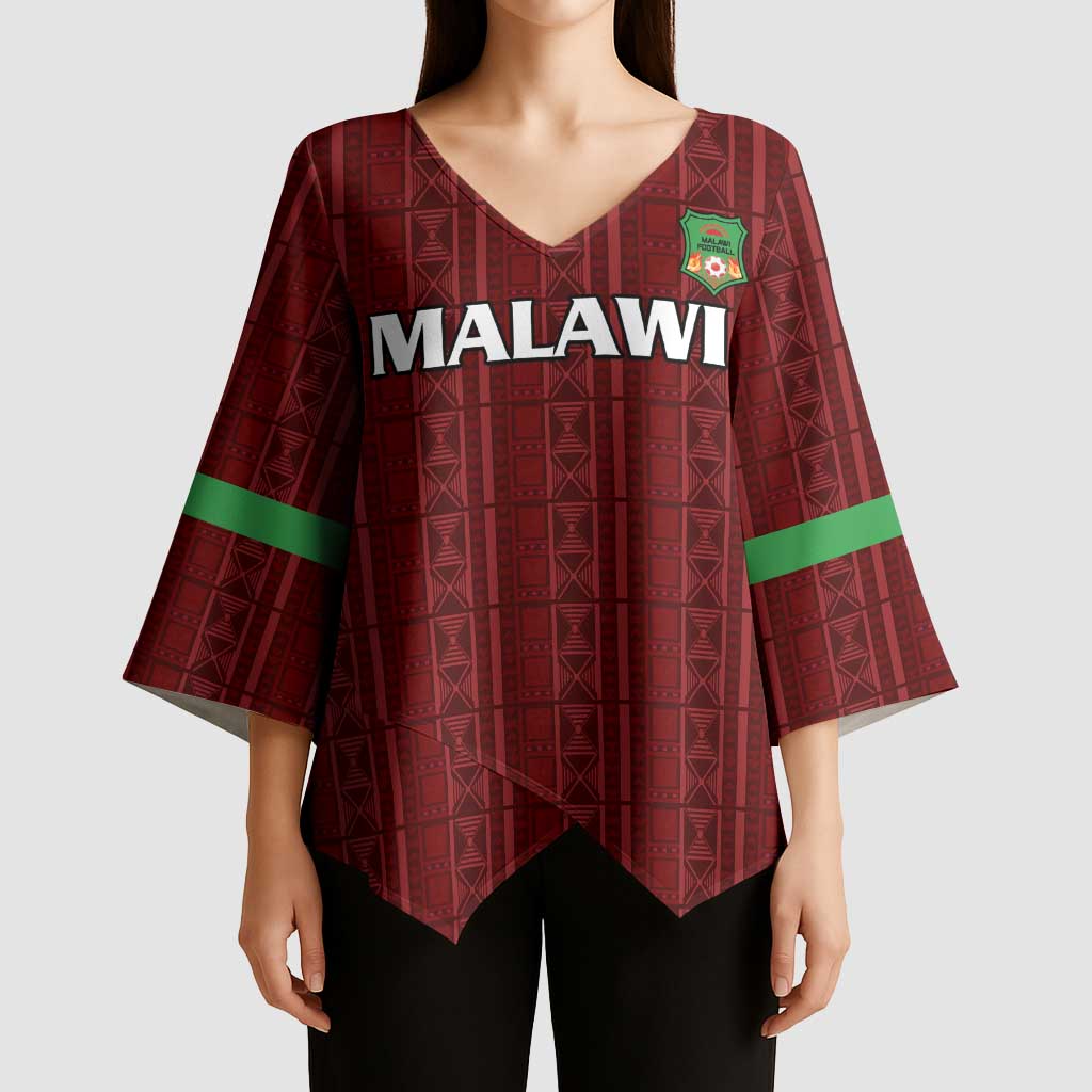 Custom Malawi Football Kimono Sleeve Blouse Come On Flames - Red - Wonder Print Shop