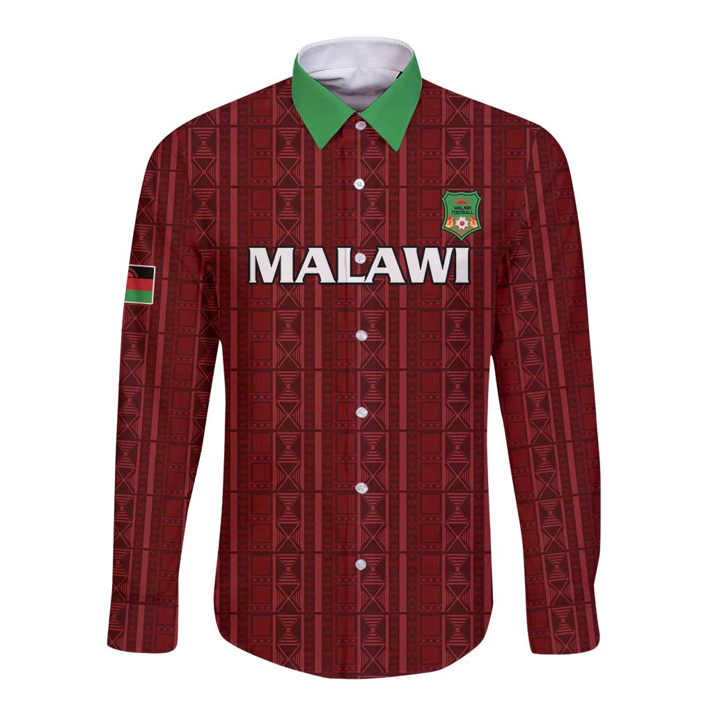 Custom Malawi Football Long Sleeve Button Shirt Come On Flames - Red - Wonder Print Shop