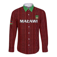 Custom Malawi Football Long Sleeve Button Shirt Come On Flames - Red - Wonder Print Shop