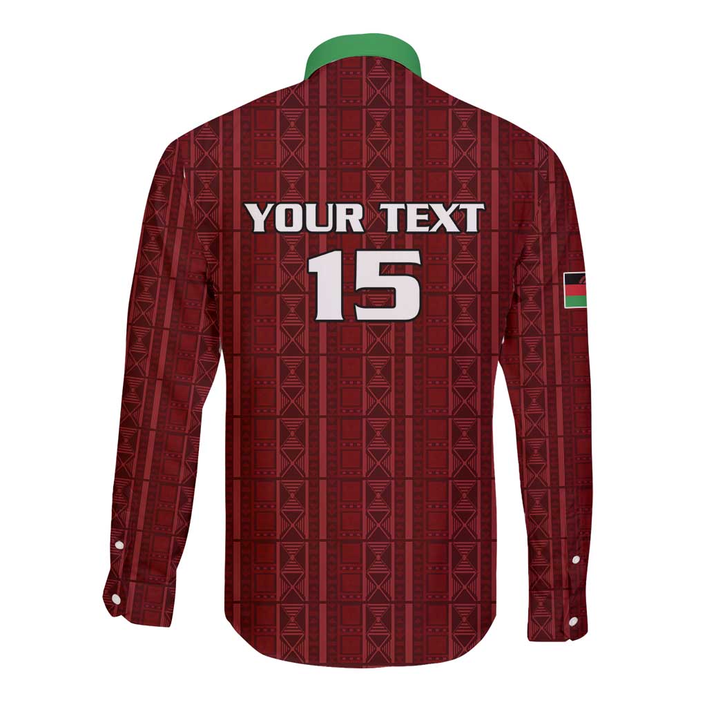 Custom Malawi Football Long Sleeve Button Shirt Come On Flames - Red - Wonder Print Shop