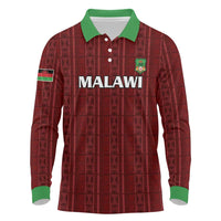 Custom Malawi Football Long Sleeve Polo Shirt Come On Flames - Red - Wonder Print Shop
