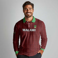 Custom Malawi Football Long Sleeve Polo Shirt Come On Flames - Red - Wonder Print Shop