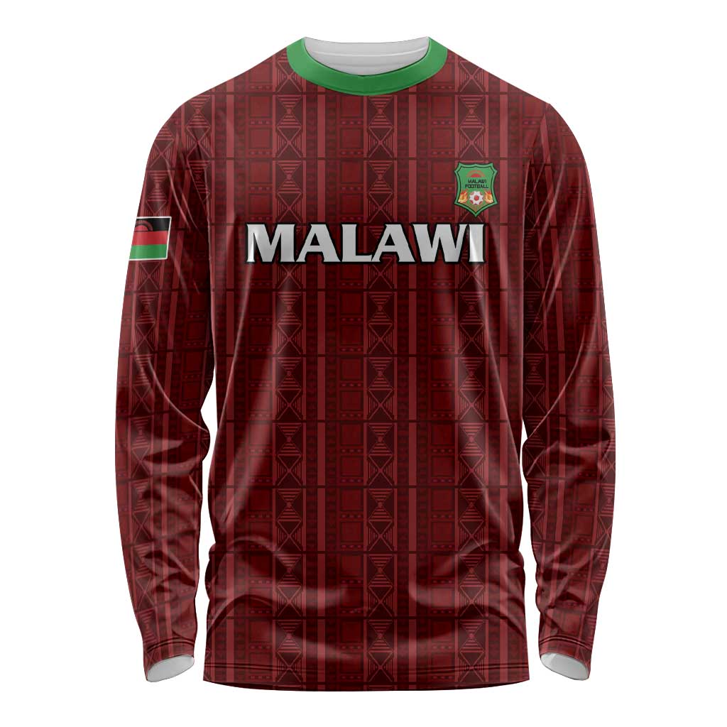 Custom Malawi Football Long Sleeve Shirt Come On Flames - Red - Wonder Print Shop