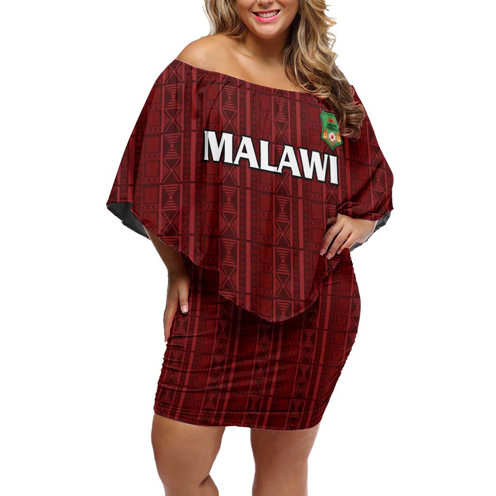 Custom Malawi Football Off Shoulder Short Dress Come On Flames - Red - Wonder Print Shop