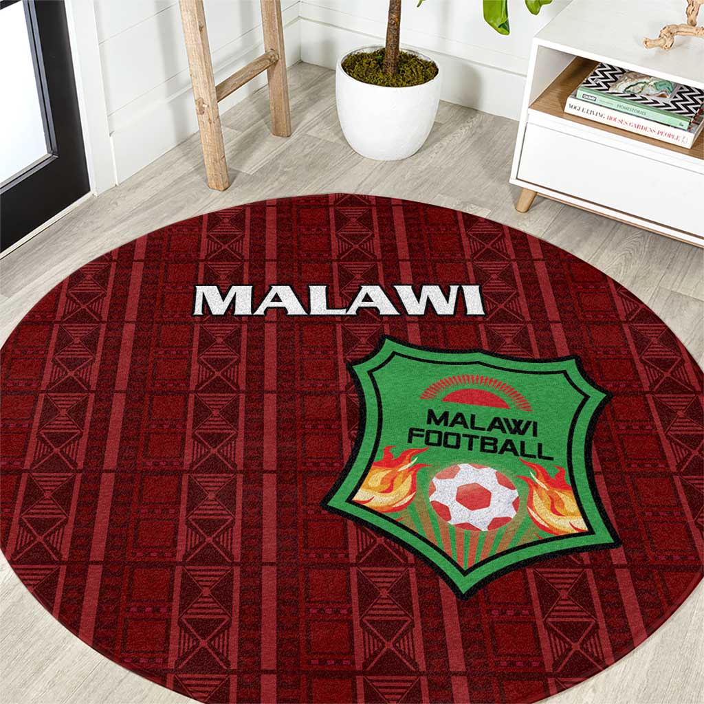 Malawi Football Round Carpet Come On Flames - Red - Wonder Print Shop
