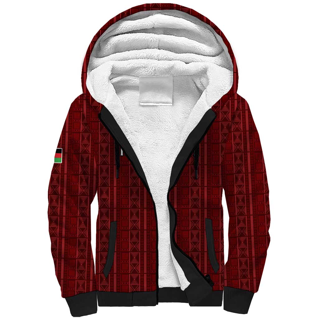 Custom Malawi Football Sherpa Hoodie Come On Flames - Red - Wonder Print Shop