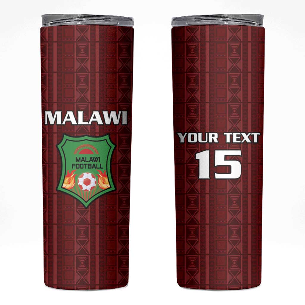 Custom Malawi Football Skinny Tumbler Come On Flames - Red - Wonder Print Shop