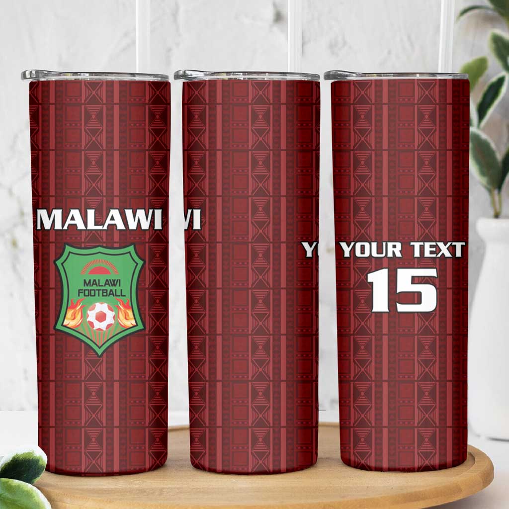 Custom Malawi Football Skinny Tumbler Come On Flames - Red - Wonder Print Shop