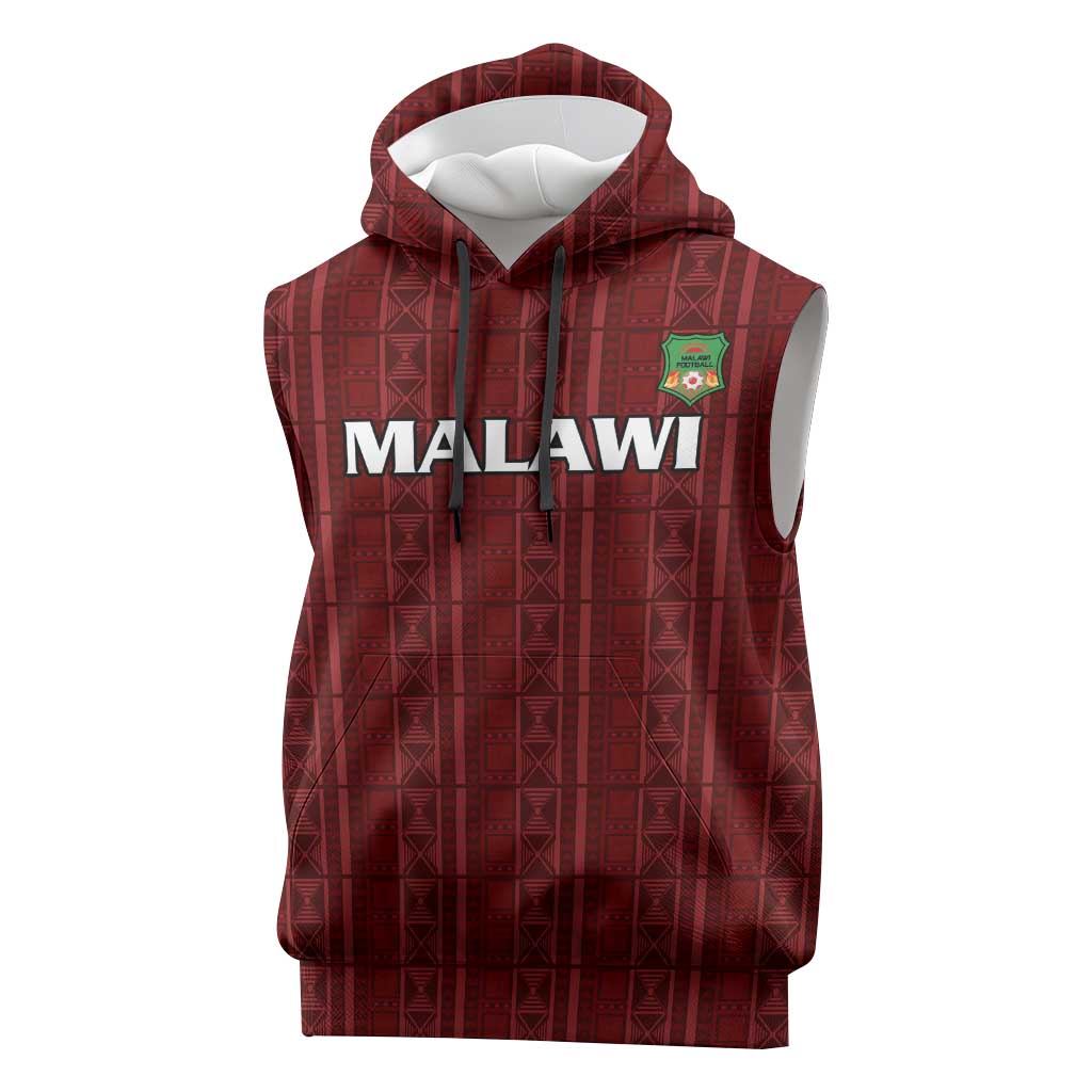 Custom Malawi Football Sleeveless Hoodie Come On Flames - Red - Wonder Print Shop
