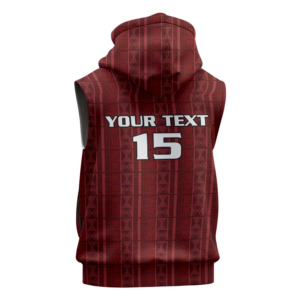 Custom Malawi Football Sleeveless Hoodie Come On Flames - Red - Wonder Print Shop