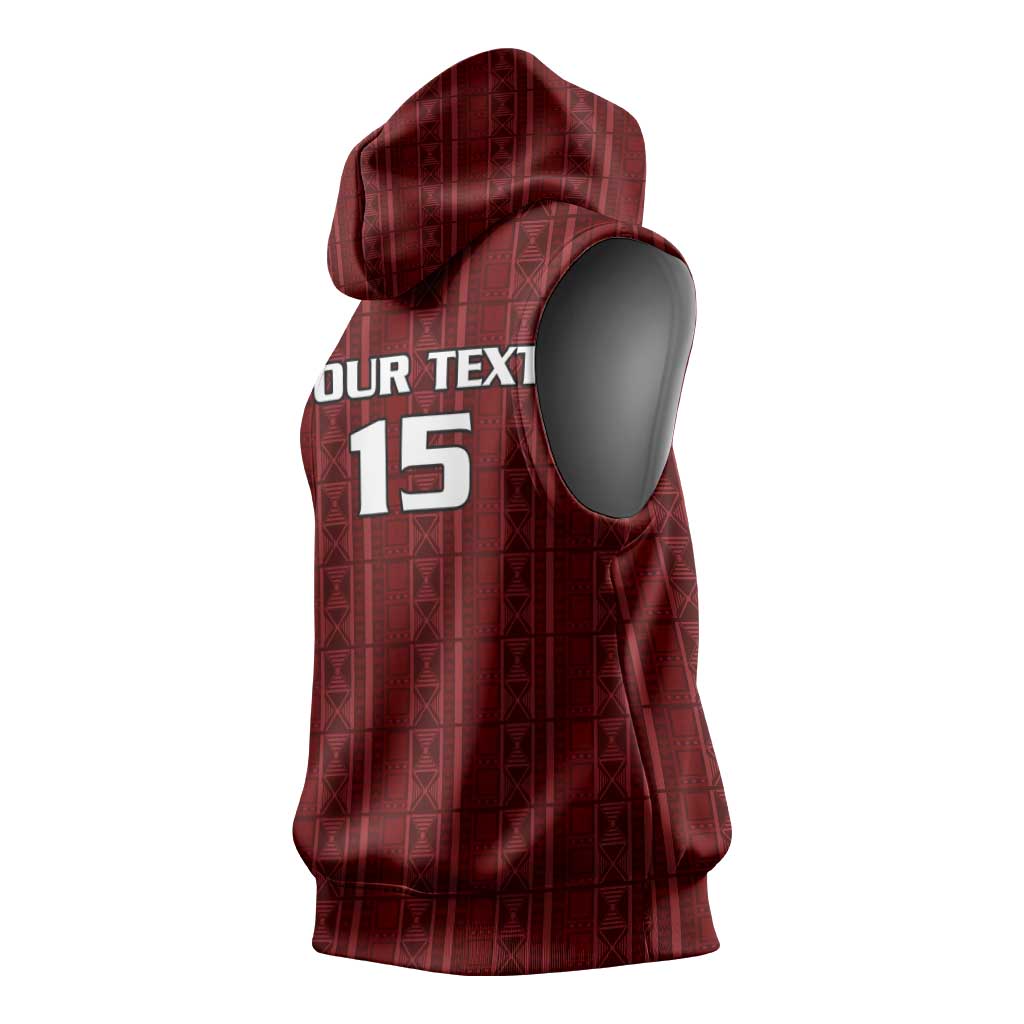 Custom Malawi Football Sleeveless Hoodie Come On Flames - Red - Wonder Print Shop