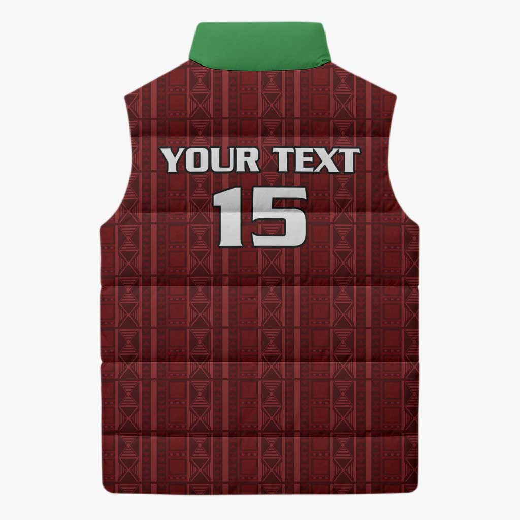 Custom Malawi Football Sleeveless Puffer Jacket Come On Flames - Red - Wonder Print Shop