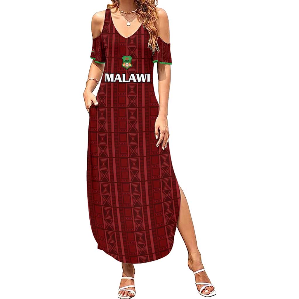 Custom Malawi Football Summer Maxi Dress Come On Flames - Red - Wonder Print Shop