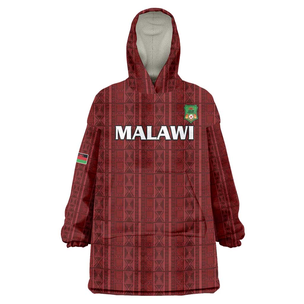 Custom Malawi Football Wearable Blanket Hoodie Come On Flames - Red - Wonder Print Shop