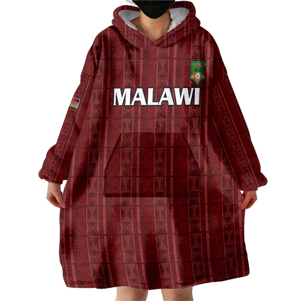 Custom Malawi Football Wearable Blanket Hoodie Come On Flames - Red - Wonder Print Shop