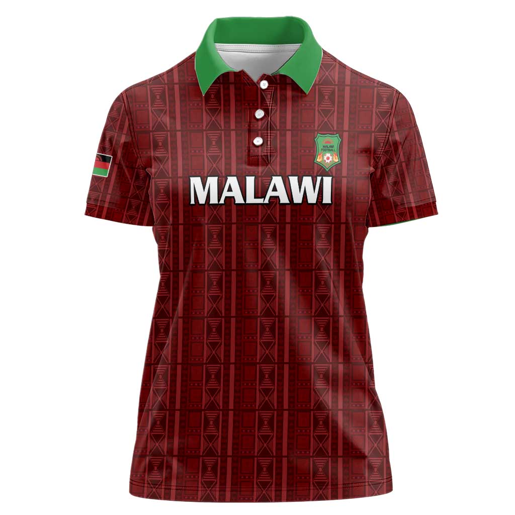 Custom Malawi Football Women Polo Shirt Come On Flames - Red - Wonder Print Shop