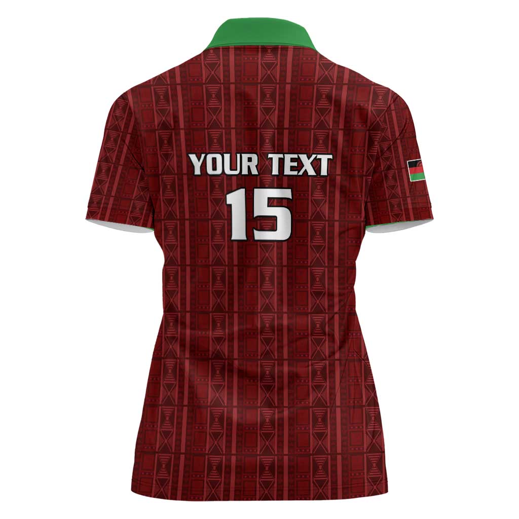 Custom Malawi Football Women Polo Shirt Come On Flames - Red - Wonder Print Shop