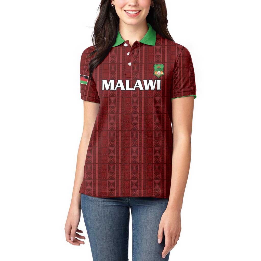 Custom Malawi Football Women Polo Shirt Come On Flames - Red - Wonder Print Shop