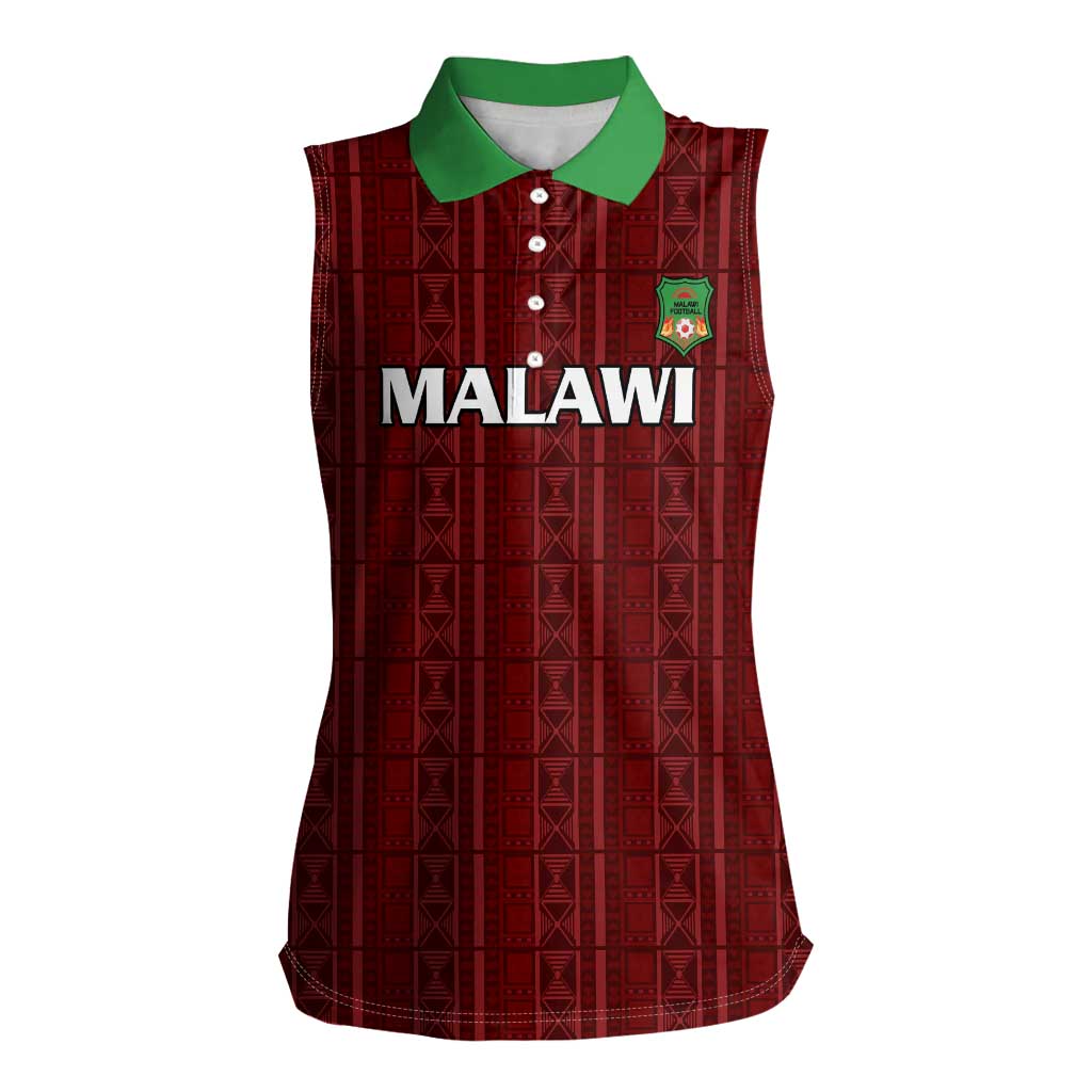 Custom Malawi Football Women Sleeveless Polo Shirt Come On Flames - Red - Wonder Print Shop