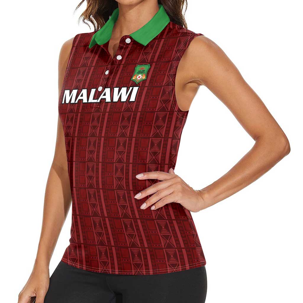 Custom Malawi Football Women Sleeveless Polo Shirt Come On Flames - Red - Wonder Print Shop