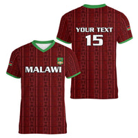 Custom Malawi Football Women V-Neck T-Shirt Come On Flames - Red - Wonder Print Shop