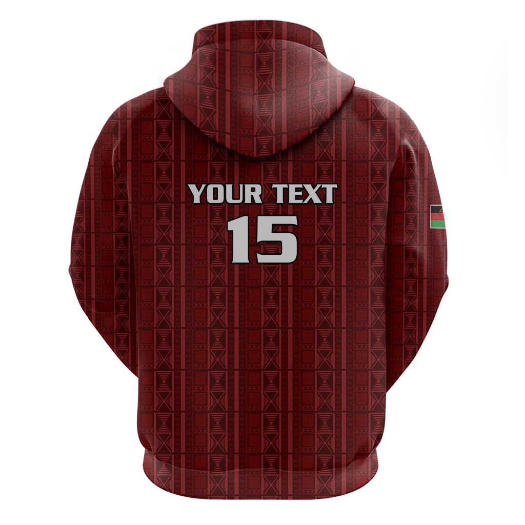 Custom Malawi Football Zip Hoodie Come On Flames - Red - Wonder Print Shop