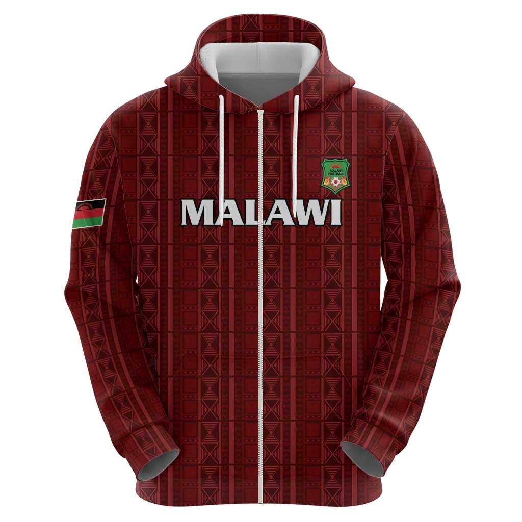 Custom Malawi Football Zip Hoodie Come On Flames - Red - Wonder Print Shop