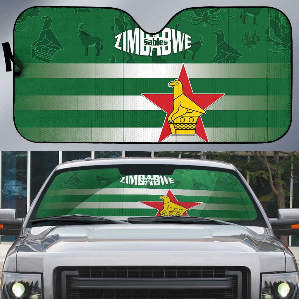 Rugby Zimbabwe Custom Auto Sun Shade Go Champions Sables - Wonder Print Shop