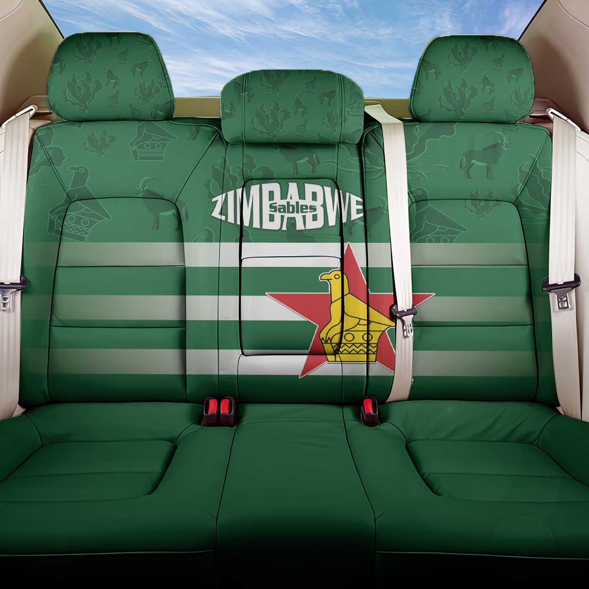 Rugby Zimbabwe Back Car Seat Cover Go Champions Sables - Wonder Print Shop