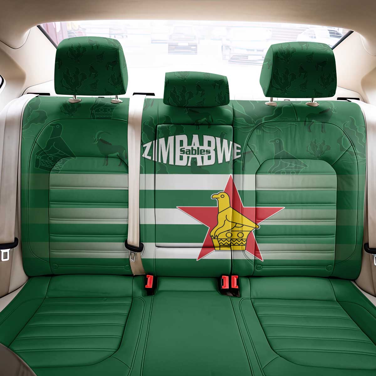 Rugby Zimbabwe Back Car Seat Cover Go Champions Sables - Wonder Print Shop