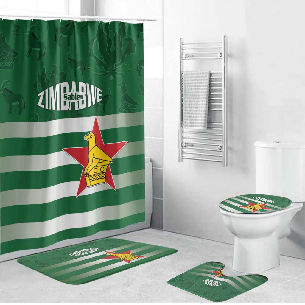 Rugby Zimbabwe Custom Bathroom Set Go Champions Sables - Wonder Print Shop