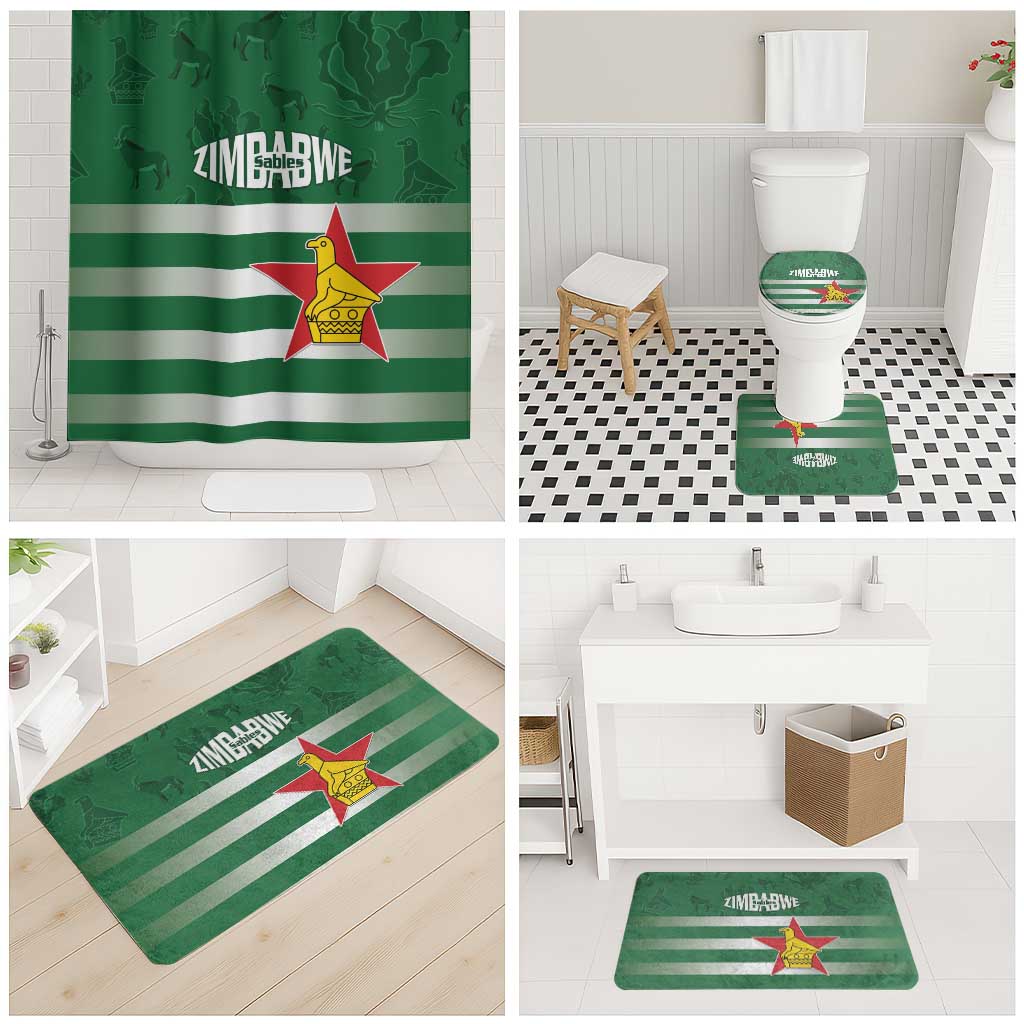 Rugby Zimbabwe Custom Bathroom Set Go Champions Sables - Wonder Print Shop