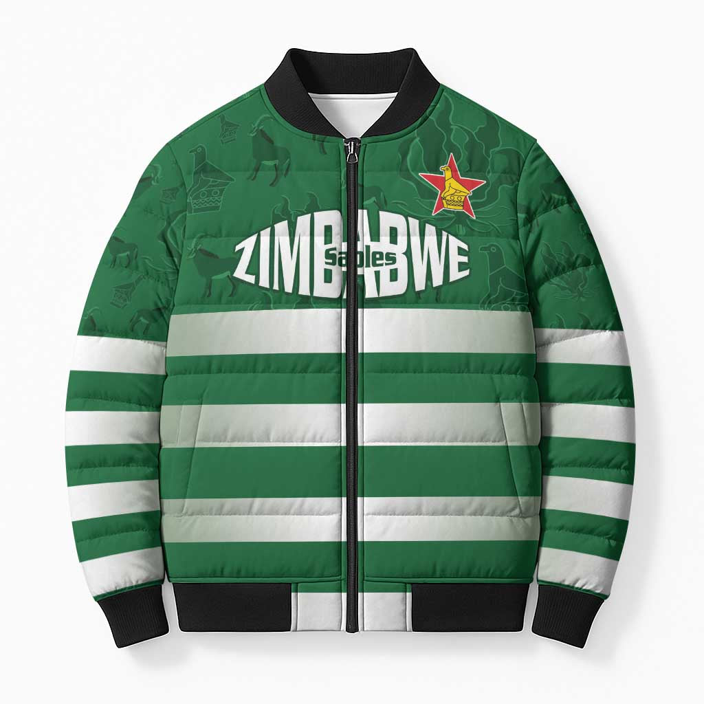 Rugby Zimbabwe Custom Bomber Puffer Jacket Go Champions Sables - Wonder Print Shop