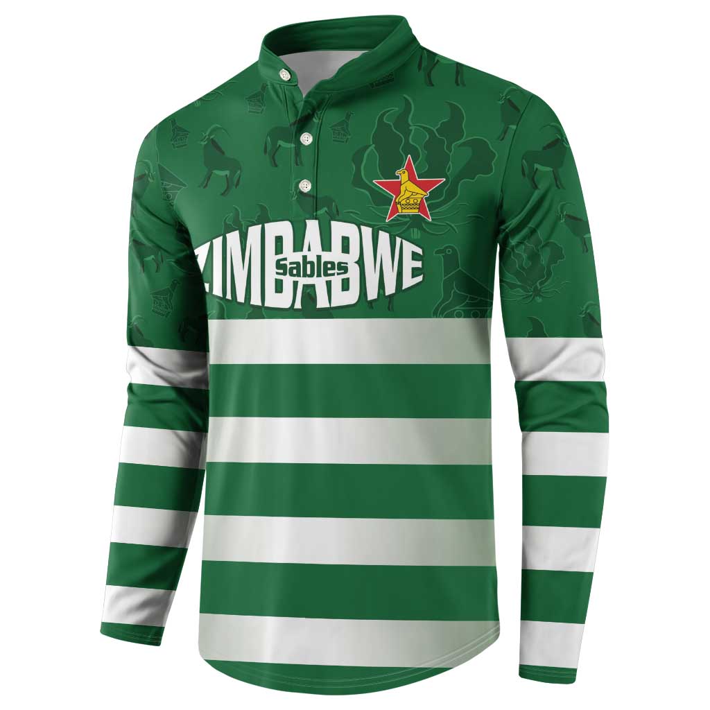 Rugby Zimbabwe Custom Button Sweatshirt Go Champions Sables - Wonder Print Shop