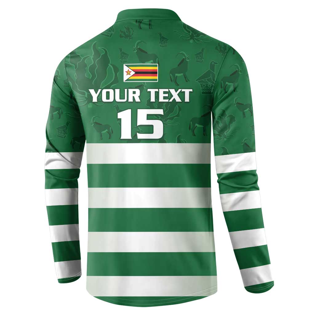 Rugby Zimbabwe Custom Button Sweatshirt Go Champions Sables - Wonder Print Shop