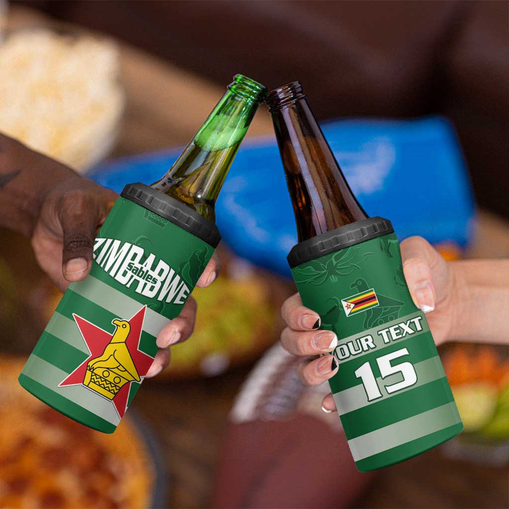 Rugby Zimbabwe Custom 4 in 1 Can Cooler Tumbler Go Champions Sables - Wonder Print Shop