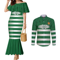Rugby Zimbabwe Custom Couples Matching Mermaid Dress and Long Sleeve Button Shirt Go Champions Sables - Wonder Print Shop