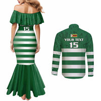 Rugby Zimbabwe Custom Couples Matching Mermaid Dress and Long Sleeve Button Shirt Go Champions Sables - Wonder Print Shop