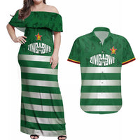 Rugby Zimbabwe Custom Couples Matching Off Shoulder Maxi Dress and Hawaiian Shirt Go Champions Sables - Wonder Print Shop