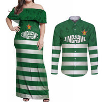 Rugby Zimbabwe Custom Couples Matching Off Shoulder Maxi Dress and Long Sleeve Button Shirt Go Champions Sables - Wonder Print Shop