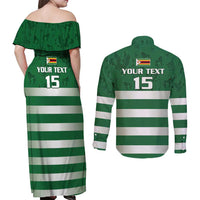 Rugby Zimbabwe Custom Couples Matching Off Shoulder Maxi Dress and Long Sleeve Button Shirt Go Champions Sables - Wonder Print Shop