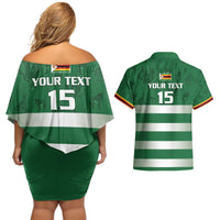 Rugby Zimbabwe Custom Couples Matching Off Shoulder Short Dress and Hawaiian Shirt Go Champions Sables - Wonder Print Shop