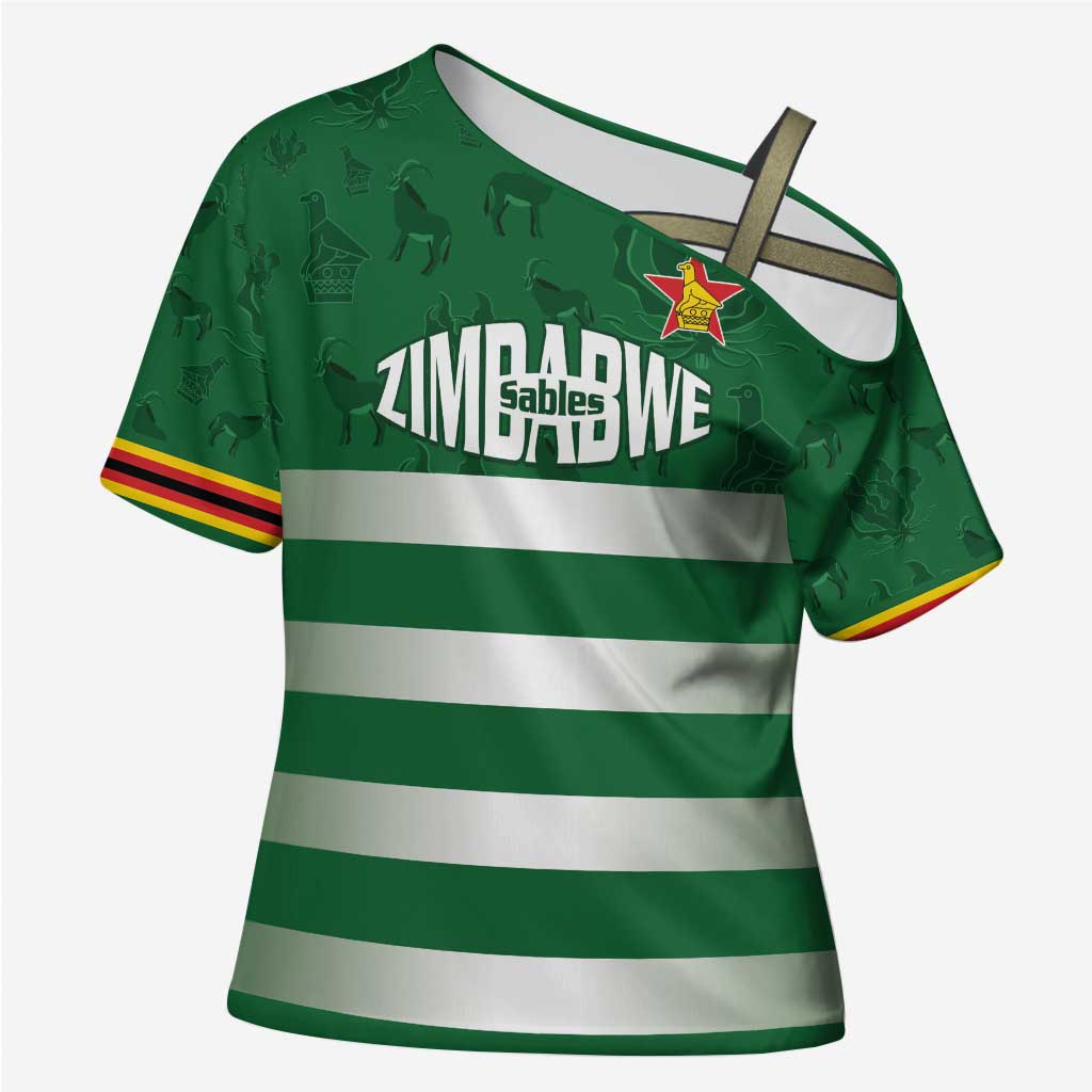 Rugby Zimbabwe Custom Cross Shoulder Shirt Go Champions Sables - Wonder Print Shop